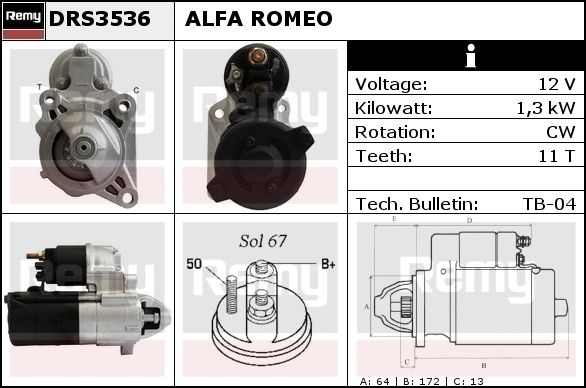 DELCO REMY Starteris DRS3548N